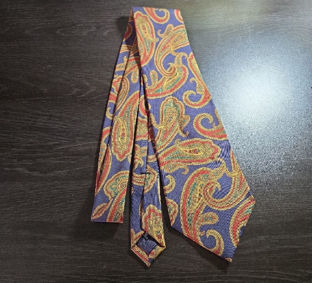 Vintage BURBERRY Black Multi Paisley Silk Tie
